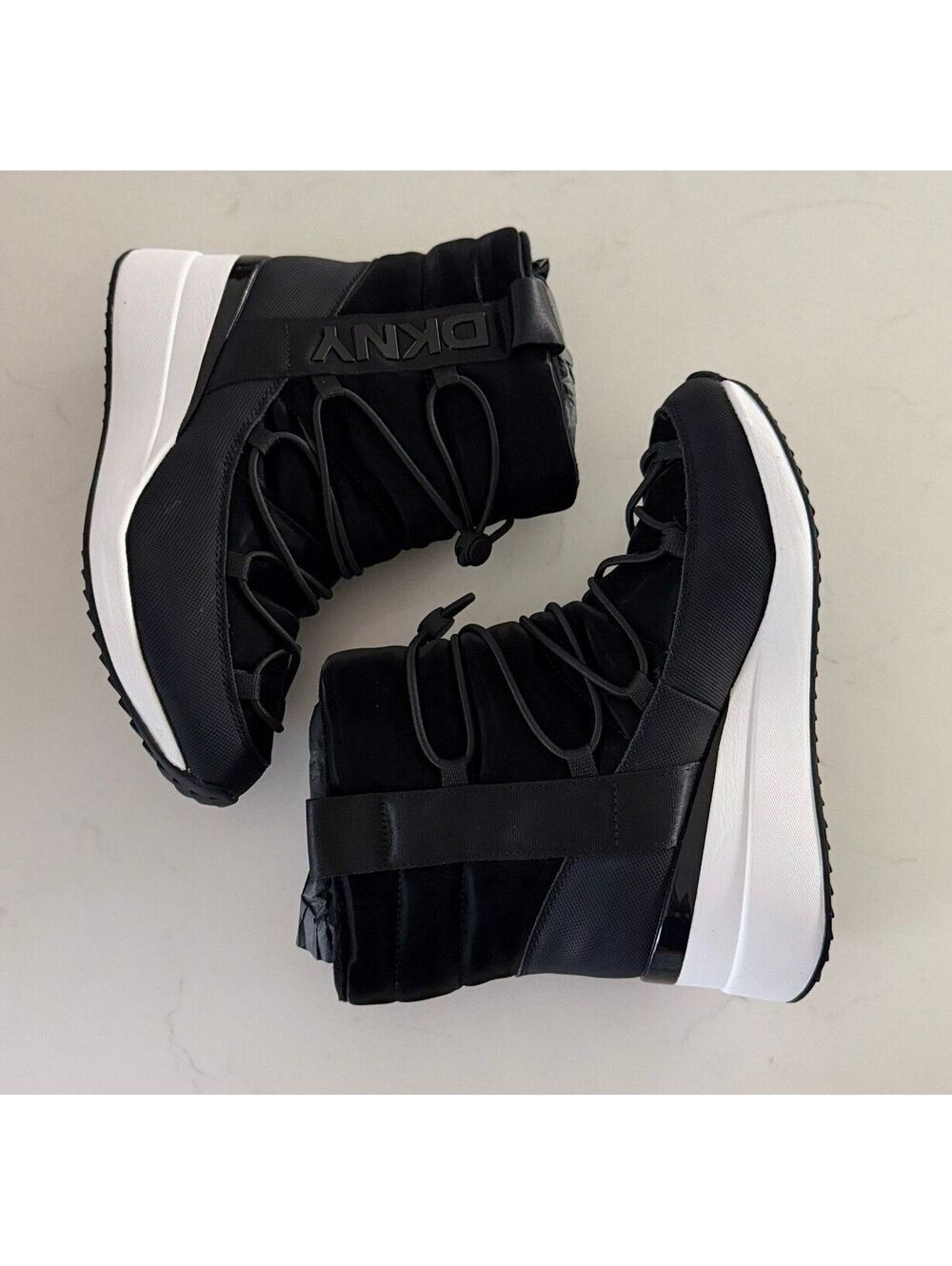 DKNY Black Perla Wedge Winter Booties Women Size 8.5